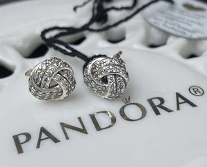 Auténticos Pendientes Pandora Brillante Nudo de Amor #290696CZ - Imagen 1 de 10