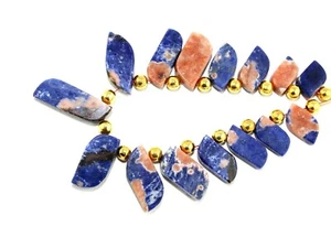 Natural Sodalite Flat S Shape Beads Smooth Stone Fancy Necklace 18x12- 10x25 MM - Picture 1 of 5