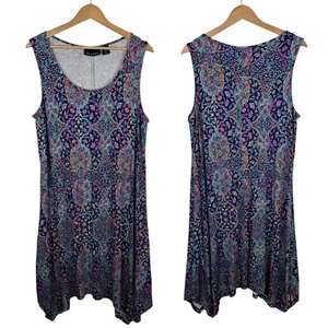 Cynthia Rowley Womens Paisley Tank Dress Sz 1X Multicolor Casual Comfort Flowy - Picture 1 of 8