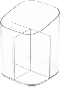Acrylic Clear 3 Slots Pencil Pen Holder for Desk, Desktop Makeup Brush Storage O - Picture 1 of 12