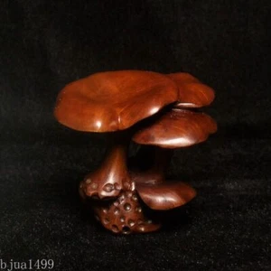 H 5 CM China Buchsbaum handgeschnitzt Pilz Figur hübsche Dekoration Netsuke Geschenk - Bild 1 von 17