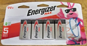 BRAND NEW SEALED ENERGIZER MAX 4 PACK 9 VOLT BATTERIES EXP. 2028 FREE SHIP 9V4 - Picture 1 of 3