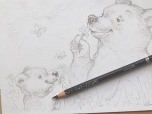 Brown Bear and Baby Bear- Original Art - signed by the illustrator - Petra Brown - Picture 1 of 2