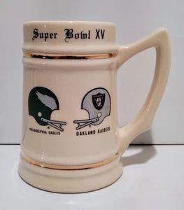 Vtg. 1981 Super Bowl XV Mug Louisiana Superdome Oakland Raiders Vs Philadelphia - Picture 1 of 14