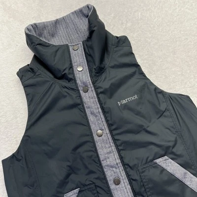 Chaleco Marmot Reversible Bolsillos a Presión Adulto Pequeño Gris Azul Estampado Foto 1 de 4