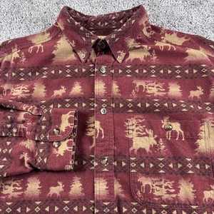 Cabelas Deerskin Soft Chamois Shirt Mens XL Burgundy Aztec Outdoor Hunting - Picture 1 of 5