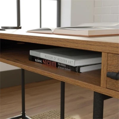 Sauder Iron City Engineered Wood L-Desk in Checked Oak Finish - Image 1 of 4