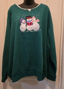  Sudadera de invierno verde muñecos de nieve para mujer talla 4X suéter feo de Navidad - Imagen 1 de 3