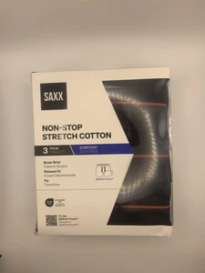 Saxx 3 Pack Boxer Brief Medium Black Non Stop Stretch Cotton BNWT Freepost - Picture 1 of 12