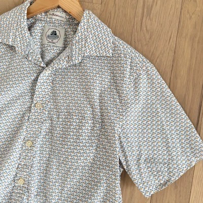 Kennington California Shirt Mens M Mid Century Geometric Surfer White Lotus - Image 1 of 4