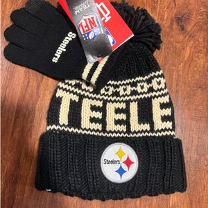 Pittsburgh Steelers Ultra Game NFL Beanie Hat Gloves Set NWT $50 MSRP Black  - Picture 1 of 4
