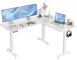 L Shaped Standing Desk Adjustable Height, Dual Motor Electric Corner Standing... - Picture 1 of 9
