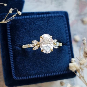 1.60 Ct Oval Cut IGI certified Lab Grown Diamond Engagement Ring 14K Yellow Gold - Picture 1 of 10