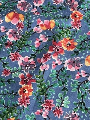 3.3 Yards David Textiles Floral Fabric Blue - Image 1 of 4