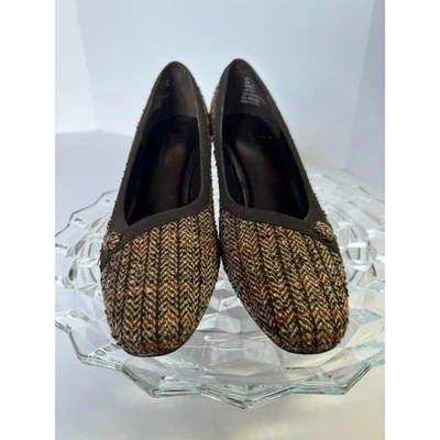 Hush puppies Tweed Pumps Size 9.5M Brown Woven Heel Classic Dress Shoes - Image 1 of 4