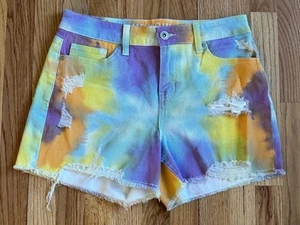 Jean Shorts Women's 8 Tie Dye Denim Cut Off Hi Rise Hydraulic Murray - Picture 1 of 10