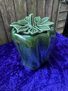 Vintage Kitsch McCoy 157 USA Green Bell Pepper Pottery Ceramic Cookie Jar - Foto 1 di 10