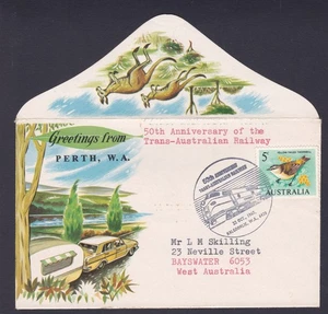 1967 50th ANNIVERSARY RAILWAY DECIMAL STAMP PERTH GREETINGS SOUVENIR COVER #A954 - Picture 1 of 1