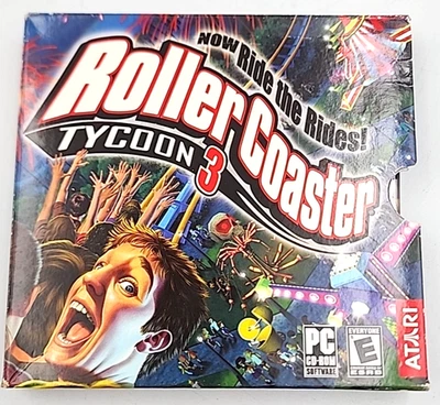 RollerCoaster Tycoon 3 PC CD-ROM Game Lot w/ Gold! (Soaked! Expansion) - Image 1 of 4