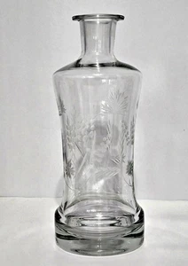 Leonard Silver Summerfield Romanian Glass Etched Decanter Flowers & Wheat 10.5" - Picture 1 of 10