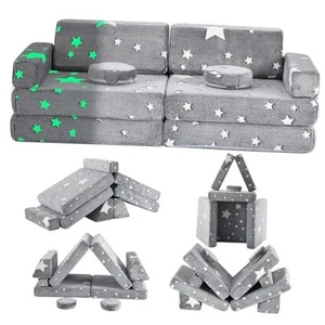 Kids Play Couch,10 Pcs Toddler Couch Sofa,Foam Modularized Kids Couch,Glowing - Picture 1 of 7