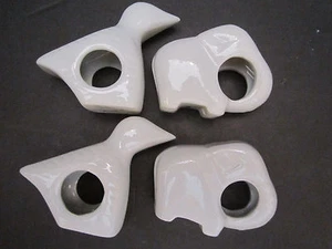 Elephant & bird napkin holders. Lot of 4 white porcelain 2- elephant & 2 bird - Picture 1 of 3