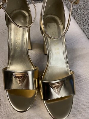 Guess Women’s Gold Dress Platform Heels Size 10 - Image 1 of 4