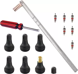Tire Valve Stem Puller Tool Set with 6 TR412 Stems for Cars, Bikes, ATVs & Truck - Picture 1 of 7