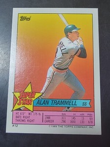 1989 Topps Super Star Mini Sticker #12 Alan Trammell Back #108 & #217
