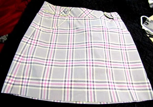 CUTTER & BUCK Skorts Skirt Size 8 Gray Purple Plaid Stripes Stretch Pockets - Picture 1 of 2