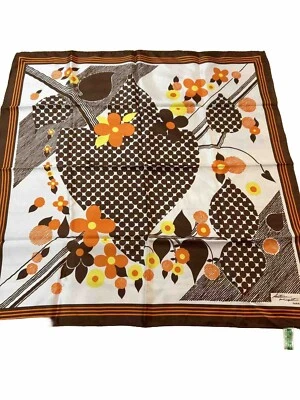 复古巴黎围巾方形 26x26 现代艺术时髦波西米亚橙色黄色棕色 — 第 1/4 张图片