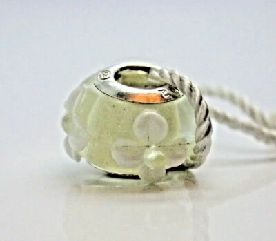 ENCANTO PERSONA PLATA ESTERLINA .925 FLOR DE MURANO BLANCO VIDRIO GOLPEADO NUEVO B15 Foto 1 de 3