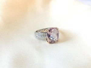 925 & 14k Accent Light Amethyst and Diamond Ring Size 4.75 - Picture 1 of 7