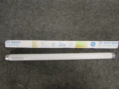 NOS! (2) GE 18" WORK SPACES F15 T8 BRIGHT WHITE 15W FLUORESCENT LIGHT BULB - Image 1 of 4