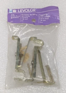 Levolor 5/8" Cafe Rod Brackets 14631 Curtain Brackets Gold Tone, Pair NOS - Picture 1 of 5