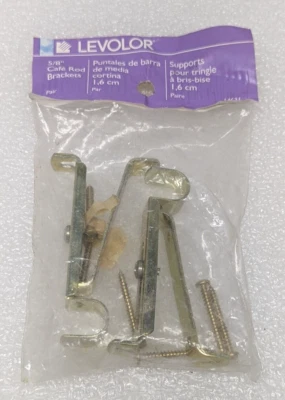 Soportes de varilla de café Levolor 5/8" 14631 Soportes de cortina tono dorado, par NOS Foto 1 de 4