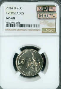 2014 D EVERGLADES QUARTER NGC MS68 MAC PL FINEST GRADED & SPOTLESS . - Picture 1 of 2