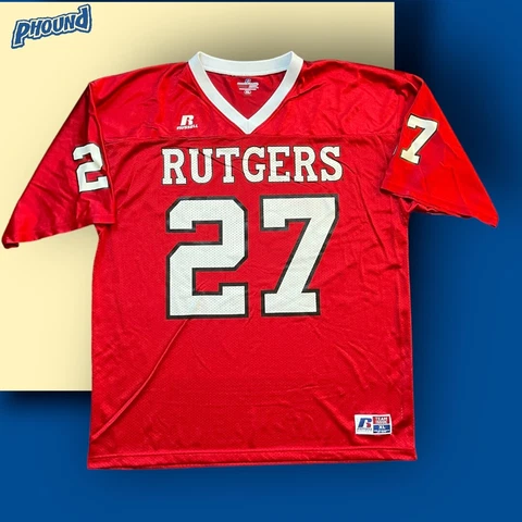 Vtg Russell Athletic Rutgers University Football Jersey Red XL Mesh GUC Rare Cover