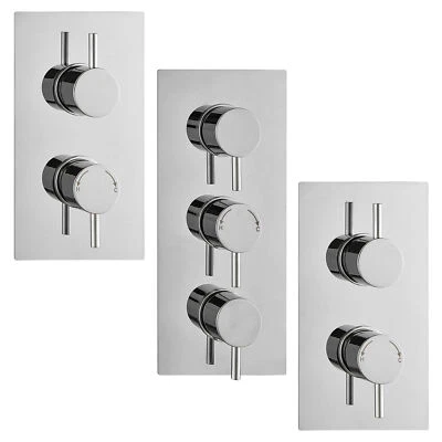ECOSPA Concealed Thermostatic Shower Mixer Valve Round Dials 1 / 2 Way Outlet in Chrome