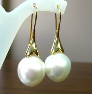ORECCHINI ORO 18kt con PERLE 16,2mm! AUSTRALIANE BIANCHE+CERTIFICATO DISPONIBILE - Foto 1 di 1