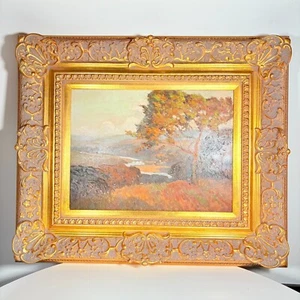 Antique 19th Century Framed Landscape Oil Painting Autumn Countryside Gilt Frame - Picture 1 of 14
