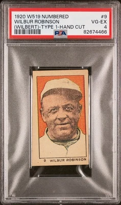 1920 W519 NUMBERED TYPE 1 WILBUR ROBINSON #9 (WILBERT)-TYPE 1-HAND CUT PSA 4 - Image 1 of 2