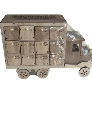Hobby Lobby Wooden Truck Christmas Advent Calender 24 Drawers DIY Craft - Image 1 of 4