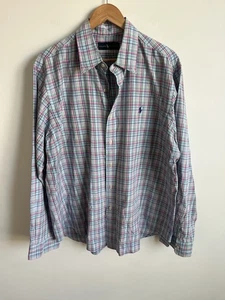Polo Ralph Lauren camicia manica lunga bottoni davanti quadri pastello uomo XL rosa blu - Foto 1 di 3