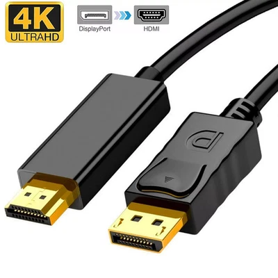 Display Port to HDMI Cable DP Adapter Converter Audio Video PC HDTV 1080P - Image 1 of 2