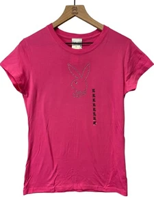 PLAYBOY Rare Vintage Y2K NWT Pink Silver Rhinestone Bling Sexy Tee Shirt XL - Picture 1 of 11
