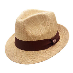 Panama Jack Premium Fedora Hat - Matte Raffia, Hat Liner, Structured 2" Brim