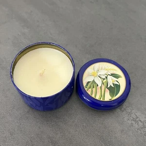 Vintage 1992 NEW Claire Burke French Vanilla Perfumed Candle Blue Decorative Tin - Picture 1 of 8