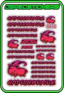 CAPRICORN RC STICKER A5 LAB 1/8 F1 1/10 TESLA ELECTRIC NITRO CAR HARD RED PNK B - Picture 1 of 9