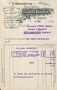 PUY-GUILLAUME (63 ETS THOMAS DIDIER " L' ARVERNITE " FACTURE 1921 - Picture 1 of 1